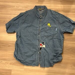 Vintage Looney Tunes Denim Button Down